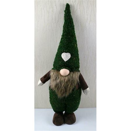 PALACEDESIGNS 26 x 6.5 x 9.5 in. Topiary Dark Green & Brown Standing Gnome PA3091446
